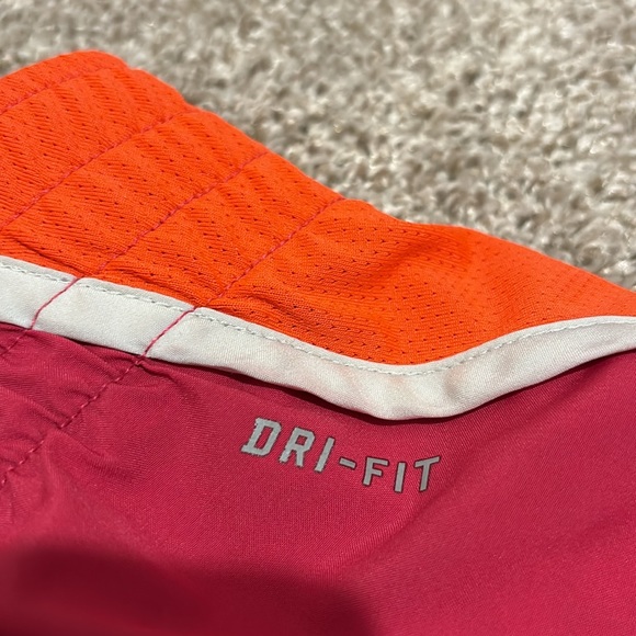 Nike Shorts Medium Women Running Dri Fit Above Knee  Authentic Orange Pink White - Picture 6 of 7